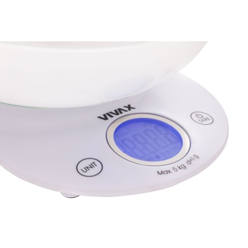 Cantar de bucatarie Vivax KS-505BW, Ecran digital, 5 Kg, Bol Sticla, Alb - Img 5