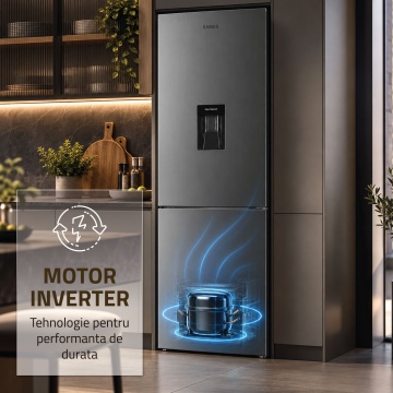 Combina frigorifica Samus SCX399IDE, 313 L, Motor Inverter, Dozator de apa, Clasa E, Inox - Img 5