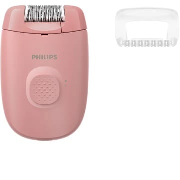 Epilator Philips Seria 2000 BRE227/00, 1 setare de viteza, cap de epilare lavabil, 1 accesoriu pentru corp si picioare, Roz