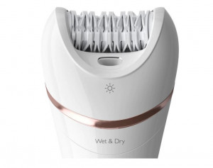 Epilator umed si uscat Philips Seria 8000 BRE730/10, 7 accesorii, 32 pensete, utilizare fara fir, 2 setari viteza, opti-light, discuri ceramice, Argintiu - Img 3