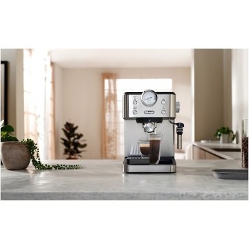 Espressor manual De'Longhi Classic EM450.M, 2 tipuri de bauturi, sistem manual de spumare, 1.7l, 1325W, 15 bar, argintiu - Img 9