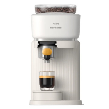 Espressor Philips Baristina BAR300/03, 1500W, 16 bar, 1.2 L, portafiltru, cu functie extra-shot, rasnita ceramica, nivel ideal de macinare, presiune exacta, dozaj precis, tava detasabila, alb