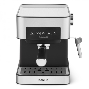 Espressor Samus Evolution 20, 850 W, 20 bari, Rezervor 1.6 L, Touch control, Duza cappuccino, Inox
