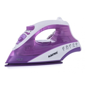 Fier de calcat Albatros Jasmine, 1800 W, talpa ceramica, rezervor 170 ml, jet abur 95 g/min, Violet cu alb