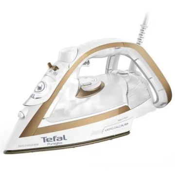 Fier de calcat Tefal Puregliss FV8042E0, 2900W, 270g/min, 270ml, Talpa Durilium AirGlide, Alb-Auriu