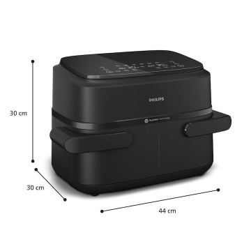 Friteuza cu aer cald Philips NA150/00, 6 programe, 2 cosuri, 7.1 l, Negru - Img 2