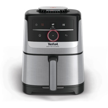 Friteuza cu aer cald Tefal Easy Fry Silence EY572DE1, 1670 W, 5l, 11 programe, pana la 220°C, afisaj digital, functie mentinere cald, argintiu & negru
