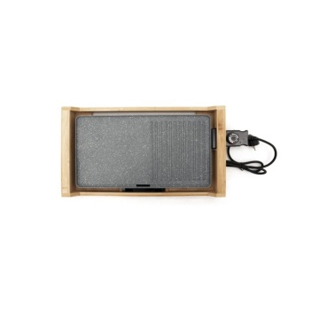 Gratar electric Vivax, EG-4020B, Suprafata gatire Neteda si Striata, Temperatura reglabila, Tava scurgere detasabila, carcasa bambus, putere 1800W - Img 3