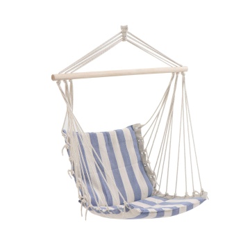 Hamac tip scaun, textil, 90 x 110 cm, alb/albastru