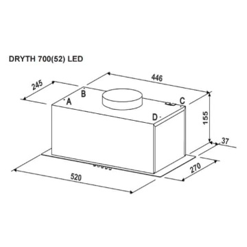 Hota Incorporabila Tornado DRYTH 700 (52) LED, 1 motor Turbo, latime 52 cm, absorbtie 700 m3/ora, filtru anti-grasimi aluminiu 5 straturi, NEGRU - Img 2