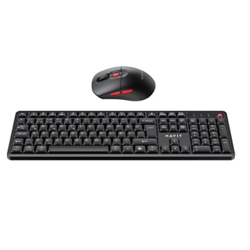 Kit tastatura si mouse office HAVIT KB261WB, US layout, Wireless 2.4Ghz/ 5.1 Bluetooth, Negru - Img 2