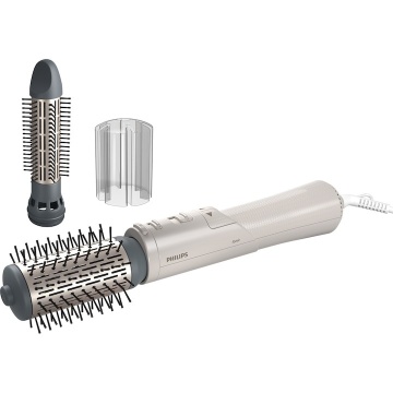 Perie rotativa cu aer cald Philips Seria 7000 BHA710/00, 1000W, ingrijire cu ioni, 2 accesorii, setare temperatura de ingrijire, peri naturali, invelis ceramic din turmalina, Alb/crem