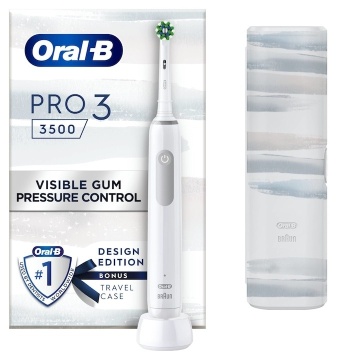 Periuta de dinti electrica Oral-B Pro 3 3500, Curatare 3D, 3 programe, 1 Incarcator, 1 Capat, Trusa de calatorie, Alb - Img 3