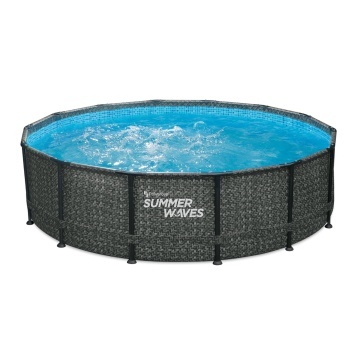 Piscina cu cadru metalic, Ø 427 cm, H 107 cm, capacitate 13.29 m³, aspect rattan