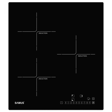 Plita incorporabila inductie Samus PSI-43BG1, 3 zone, 45 cm, 5800 W, Touch Control, Functie Boost, Neagra