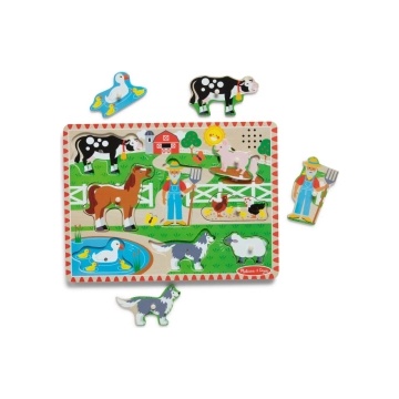 Puzzle din lemn cu sunete Melissa & Doug Spin Master - Animale de la Fermă si Fermier 2 Ani+ - Img 2