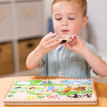 Puzzle din lemn cu sunete Melissa & Doug Spin Master - Animale de la Fermă si Fermier 2 Ani+ - Img 6