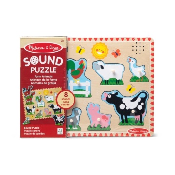 Puzzle din lemn cu sunete Melissa & Doug Spin Master - Animale de la Fermă 2 Ani+