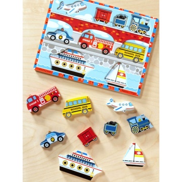 Puzzle din lemn Melissa & Doug Spin Master - Vehicule 9 piese 2Ani+ - Img 3