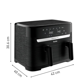 (Resigilat)Friteuza dubla cu aer cald Tefal Dual Easy Fry EY901N10, Putere 2700W, 7 Programe de gatire, Ecran LCD, Capacitate 5.2L + 3.1L, Negru - Img 4