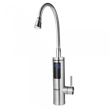 Robinet electric Samus Flex Style, 3300 W, Incalzire instantanee, 30-60°C, Afisaj temperatura, Pipa flexibila 360°, IPX4, Inox