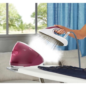 Statie de calcat Tefal Express Protect SV9201E0, 2800W, talpa Durilium Airglide, 7.5 bari, jet de abur 530 g/min, rezervor apa 1.8L, colector anticalcar, alb/mov - Img 9