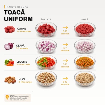 Tocator Electric BUNTZ, BFC-300S, Bol din Sticla 2L, 4 Lame din Otel Inoxidabil, 300W, Protectie la Supraincalzire, Tocator pentru Carne, Legume, Fructe, Argintiu - Img 3
