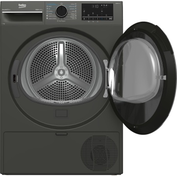 Uscator de rufe Beko B3T49233M Pompa de caldura, 9 kg, 15 programe, Clasa D, Iron Finish, RecycledDry, OptiSense, Aquawave, Hygienic Refresh, Antracit - Img 3
