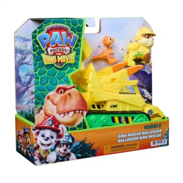 Vehicul de salvare cu figurina, Paw Patrol, Dino Rescue Bulldozer, Rubble