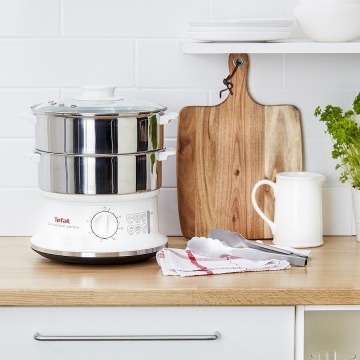 Aparat de gatit cu aburi Tefal VC145130, 900W, 6 L, timer de 60 de minute cu oprire automata, compatibil cu masina de spalat vase, nivel de apa vizibil, accesoriu pentru orez, alb/inox - Img 15