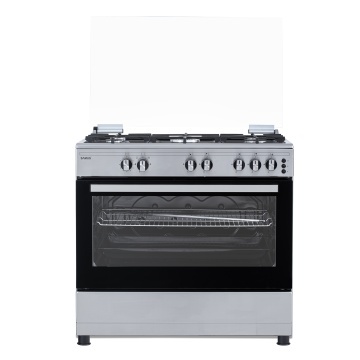 Aragaz Samus SM950AGRXS1, 5 arzatoare gaz, Cuptor gaz 94 L, Grill si rotisor, Gratare fonta, 90x60 cm, Inox