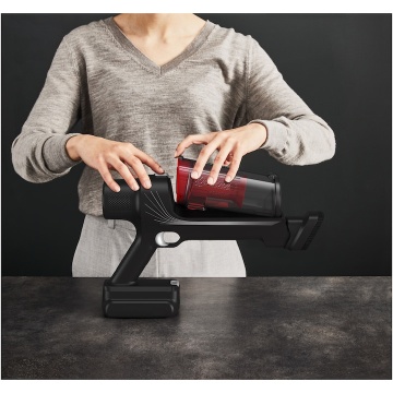 Aspirator vertical fara fir Rowenta X-Pert 7.60 RH6A73WO, 140W, autonomie 45 minute, filtrare 99%, recipient praf 0.44 L, perie cu LED, statie de incarcare cu suport accesorii, rosu & negru - Img 12