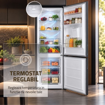 Combina frigorifica Samus SCX399IDE, 313 L, Motor Inverter, Dozator de apa, Clasa E, Inox - Img 10