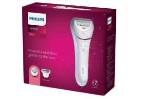 Epilator umed si uscat Philips Seria 8000 BRE730/10, 7 accesorii, 32 pensete, utilizare fara fir, 2 setari viteza, opti-light, discuri ceramice, Argintiu - Img 4