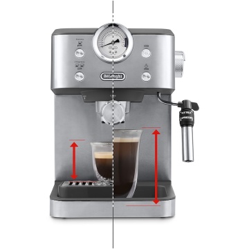 Espressor manual De'Longhi Classic EM450.M, 2 tipuri de bauturi, sistem manual de spumare, 1.7l, 1325W, 15 bar, argintiu - Img 6