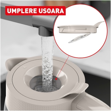 Fierbator electric Tefal Morning KO2G0BE0, 2000 W, 1.7 L, sticla, filtru anticalcar, baza rotativa, oprire automata, Crem - Img 2