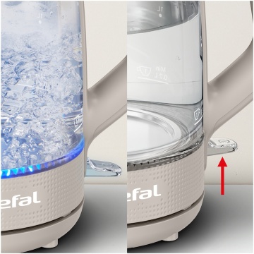 Fierbator electric Tefal Morning KO2G0BE0, 2000 W, 1.7 L, sticla, filtru anticalcar, baza rotativa, oprire automata, Crem - Img 12