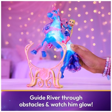 Figurină Unicorn Academy Spin Master - River cu lumini Train & Glow si Papusa Isabel - Img 4