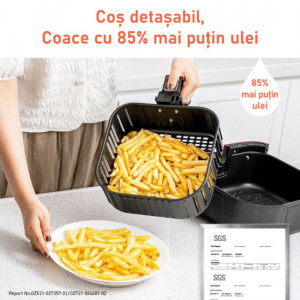 Friteuza cu aer cald, fara ulei, Cosori Air Fryer, Ecran digital, 11 functii de gatire presetate, 1 Grilaj pentru frigarui si 5 Frigarui, Capacitate 5.5 litri, 1700W, Rosu - Img 6