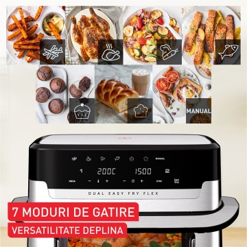 Friteuza cu Aer Cald Tefal Dual Easy Fry Flex, 2700 W, Capacitate 9 L, Touch, Air Fry & Grill, Negru - Img 8