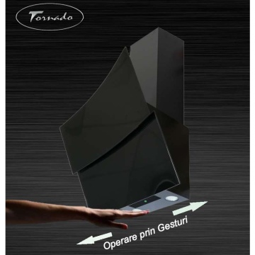 Hota Decorativa Tornado Sky Touch Free 1100 (60) LED, 1 motor Turbo, latime 60 cm, 4 viteze, absorbtie 1100 m3/ora, filtru anti-grasimi aluminiu 5 straturi, Alb/Sticla - Img 4