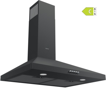 Hota decorativă Vivax CHO-60CHC115T B, 59,6 cm, 115 W, 1 motor, 3 trepte de viteză, debit 452 m³/h, filtru aluminiu lavabil, iluminare LED, Negru