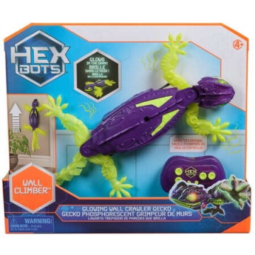 Jucarie Interactiva Spinmaster HEX BOTS Wall Crawler Gecko cu Telecomanda, Fosforescent