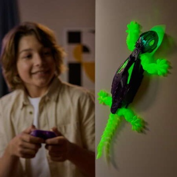 Jucarie Interactiva Spinmaster HEX BOTS Wall Crawler Gecko cu Telecomanda, Fosforescent - Img 8