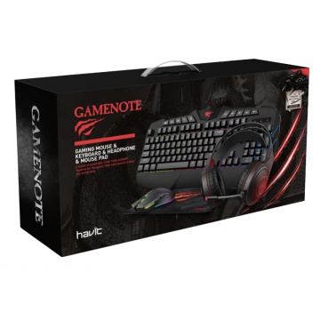 Kit 4 in 1 tastatura, mouse, mousepad si casti gaming HAVIT KB501CM, USB/plug 3.5, 19 taste anti-ghosting, US Layout, Negru - Img 9