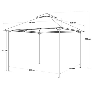 Pavilion gradina, otel/poliester, 298 x 298 cm, H 280 cm, bej - Img 4