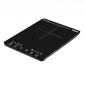 Plită inducție portabilă Vivax HPI-2001TP, 2000 W, 1 zonă de gătit cu control tactil digital, afișaj LED multifuncțional, 8 programe automate, funcție timer 1–4h, oprire automată, suprafață sticlă ceramică termorezistentă, design compact, negru