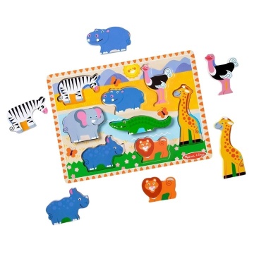 Puzzle din lemn Melissa & Doug Spin Master - Animale din Safari 8 piese 2 Ani+ - Img 7