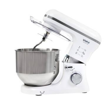 Robot mixer Vivax RM-71800WH , 1800 W, 6 Viteze + Turbo, 4 Accesorii, Bol otel inoxidabil, Alb/Argintiu - Img 3