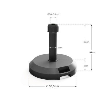 Suport umbrela terasa, beton, 18 kg, Ø 38.50 cm, H 8 cm, negru - Img 5